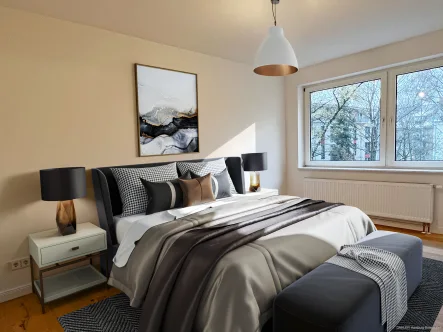 Schlafzimmer (visualisiert) - Wohnung kaufen in Hamburg Hoheluft-West - Einziehen und das Leben genießen: Kernsanierte Wohnung in ruhiger und zentraler Lage.