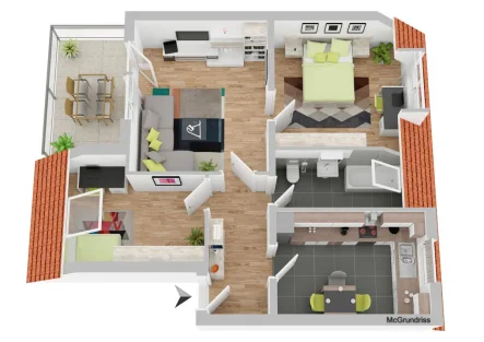 Grundriss - Wohnung mieten in Mannheim - Helle Wohnung mit Dachterrasse und Stellplatz im Herzen von Rheinau!