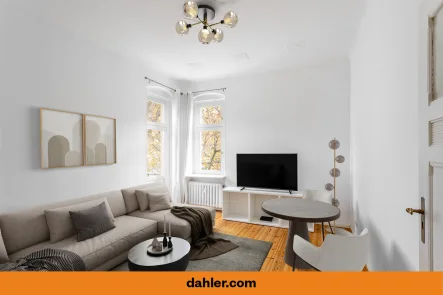 Tagesbelichtetes Wohnzimmer - Wohnung kaufen in Berlin / Friedenau - Charmante Altbauwohnung nahe dem Rüdesheimer Platz