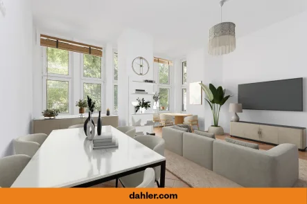 Wohnküche oder Wohnzimmer - Wohnung kaufen in Berlin / Charlottenburg - Moderne Eleganz im klassischen Berliner Altbau