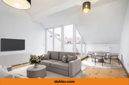 Visualisierung Wohnzimmer - Wohnung kaufen in Berlin / Mitte - Familienfreundliche Dachgeschosswohnung am Teutoburger Platz