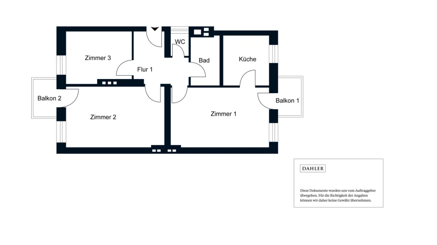 Grundriss 3-Zimmer-Variante