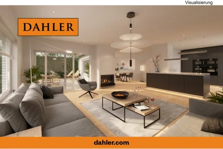 Visualisierung des Wohn-/Essbereich - Haus kaufen in Hamburg / Sasel - Einfamilienhaus mit attraktivem Sanierungskonzept