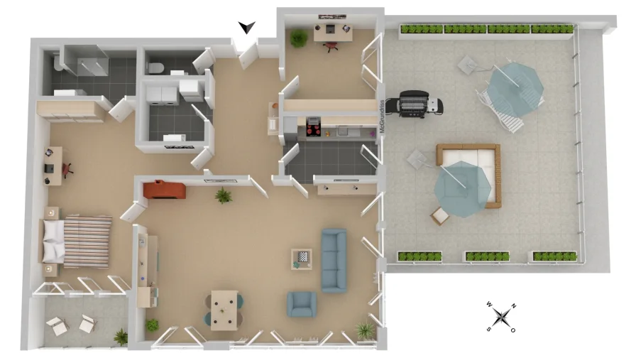 Die Appartements zusammengelegt