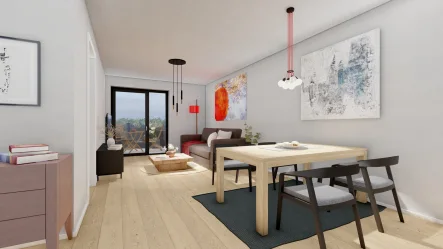 Visualisierung Wohnen - Wohnung kaufen in Dasing / Laimering - Moderne 3 Zimmer-Wohnung mit Balkon