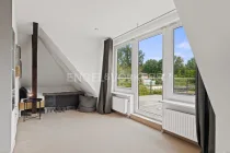 Schlafzimmer mit angrenzender Dachterrasse