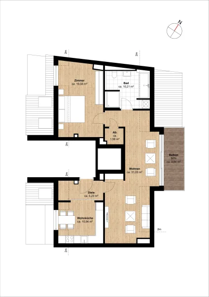 2. Dachgeschoss - Grundriss gem. DIN 277b