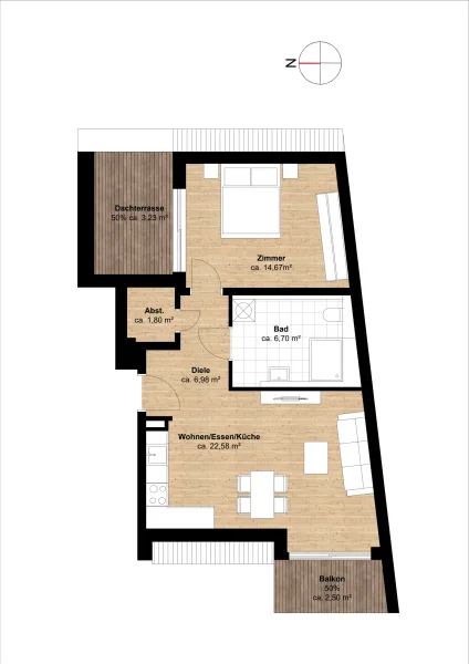 1. Dachgeschoss - Grundriss gem. DIN 277b