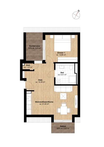 1. Dachgeschoss - Grundriss gem. DIN 277b