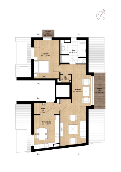 2. Dachgeschoss - Grundriss gem. DIN 277b