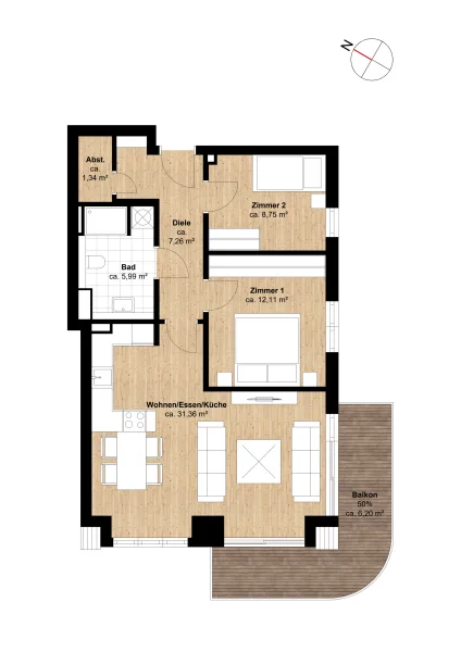 1. Dachgeschoss - Grundriss gem. DIN 277b