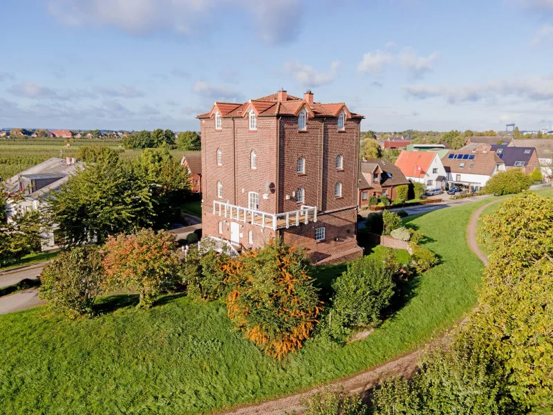 Rückansicht der historischen Mühle