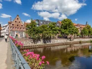 Blick von der Brücke auf das Wasserviertel