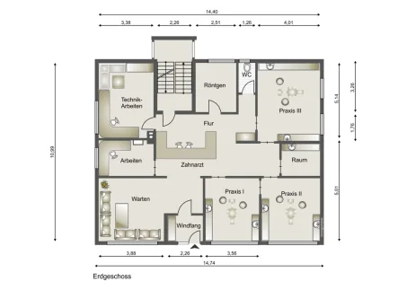 Grundriss EG - Büro/Praxis kaufen in Abtsgmünd - Büro/ Praxis mitten in Abtsgmünd mit ca. 140 m² und 3 Stellplätzen. Umbau zur Wohnung möglich.