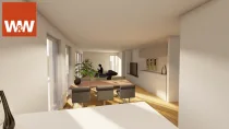 Möblierungsbeispiel - Wohn-Essbereich-Küche