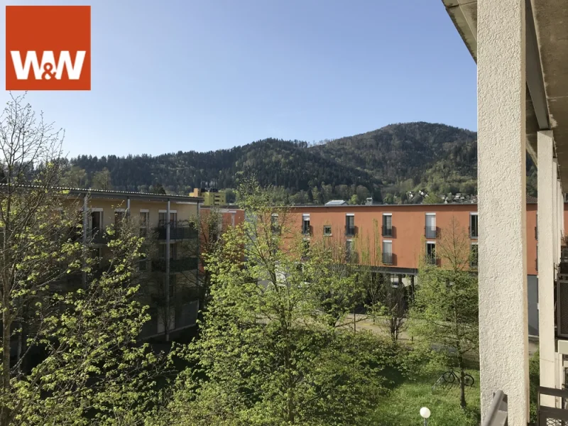 Aussicht Balkon - Wohnung kaufen in Freiburg im Breisgau / Littenweiler - Dachgeschoss: 2 Zi. ETW Freiburg Littenweiler mit Schwarzwaldpanorama - Fernwärme