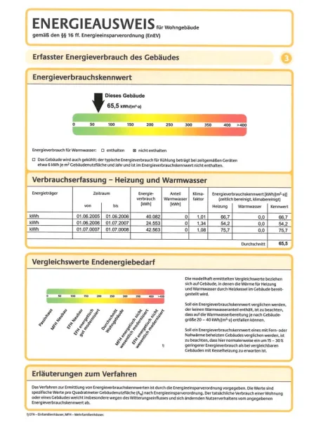 Auszug Energieausweis