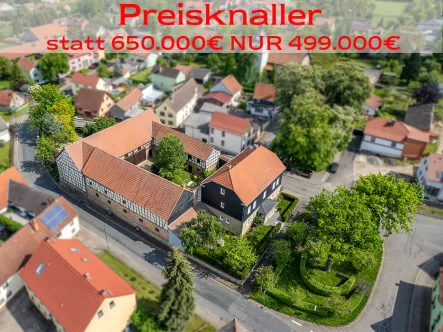  - Haus kaufen in Bad Langensalza OT Wiegleben - Exklusives Landgut: Historischer Vierseitenhof mit großzügigem Wohnraum und liebevoll restaurierten Scheunen