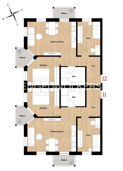 Grundriss Wohnung 12 und 13