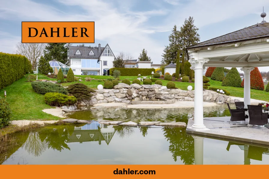  - Haus kaufen in Weilmünster - Luxuriöse Unternehmervilla mit Pool und Badeteich auf parkähnlichem Grundstück