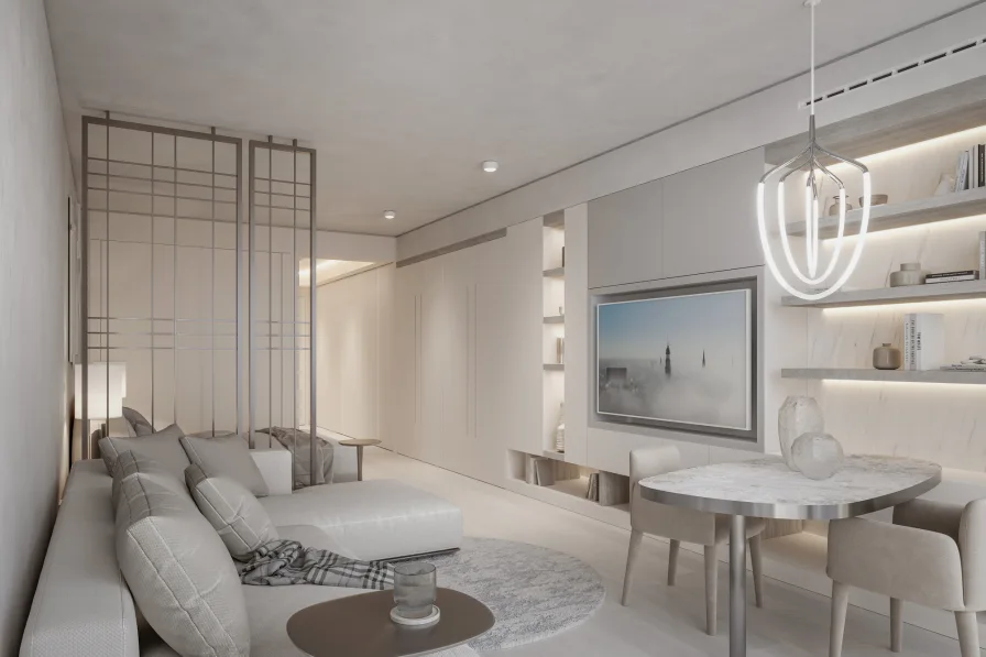 Wohnbereich Impression - Wohnung kaufen in Hamburg - Elegantes Studioapartment im innovativen Neubauprojekt THE LYTE