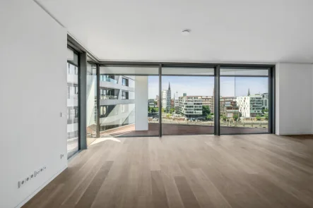 Wohnbereich - Wohnung mieten in Hamburg HafenCity - Luxuriöse 2-Zimmer-Wohnung in The Crown mit Blick über die Stadt und den Grasbrookhafen