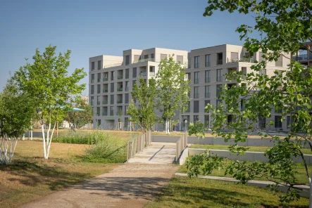 Fassade - Wohnung mieten in Mannheim - Spinelli - Erstbezug: 3,5-ZKB mit Dachterrasse und Blick ins Grüne!