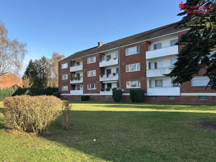 Südwest-Ansicht, Garten - Wohnung kaufen in Bramsche - Solide Eigentumswohnung in der Bramscher Gartenstadt