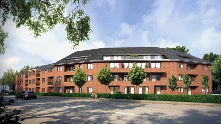 Hausansicht Nord/Ost - Wohnung kaufen in Cuxhaven - Erdgeschosswohnung mit Terrasse Nähe Bahnhof