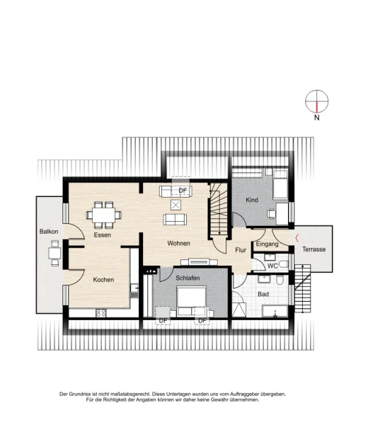 Dachgeschoss mit zusätzlichem Zugang und Balkon mit Talsicht.