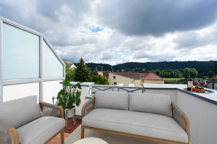 Balkon mit Zugang von Küche  (Einrichtung visualisiert)