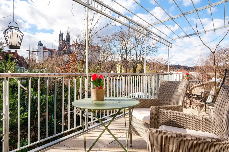 Balkon mit Blick auf die Meißner Altstadt