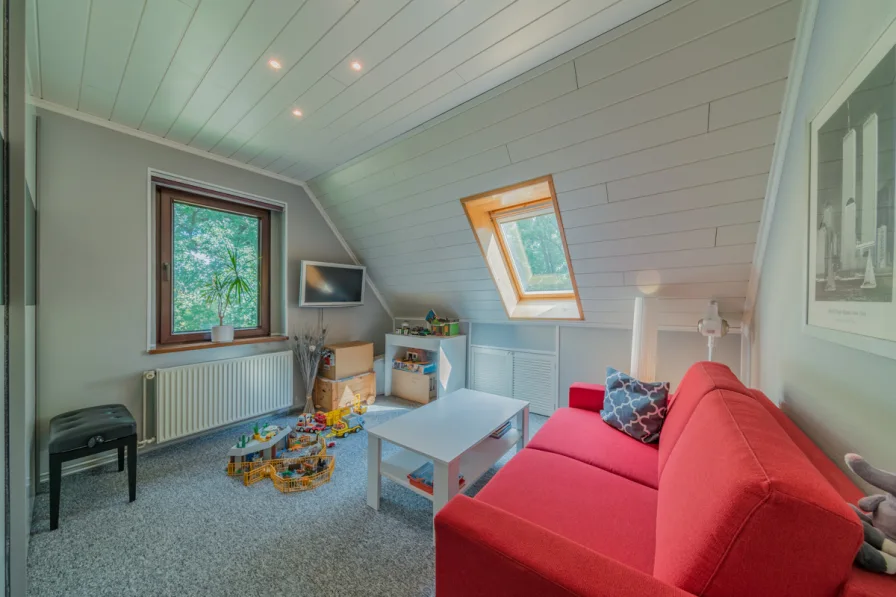 Children's or guest room with access to the attic