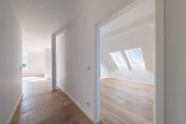 Hallway with view into the living area