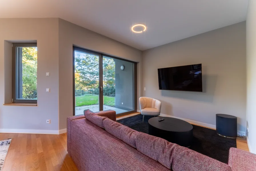 Living area with water view