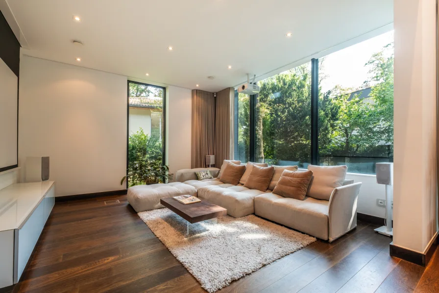 Living area with home theater effect 