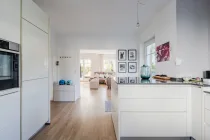 Kitchen with view to the living area