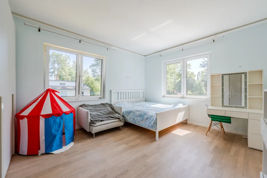 Children's room with a view of the countryside