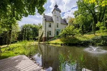 Large park with pond