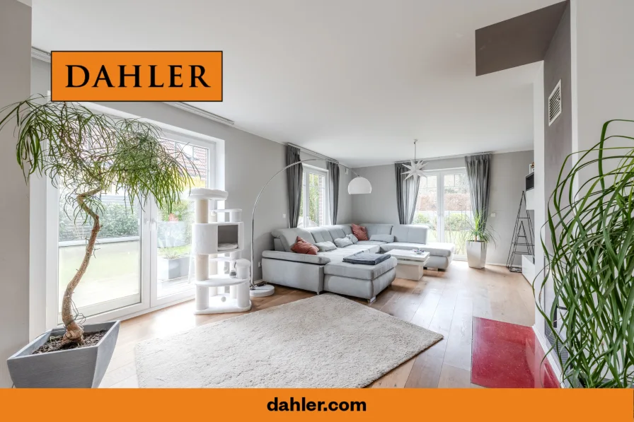 Spacious living area with fireplace - Haus kaufen in Potsdam / Bornim - High-quality detached house with very good energy efficiency - A+