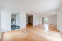 Living and dining area with semi-open kitchen