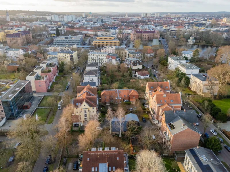 Aerial view of the city center