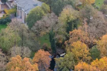 Bird's eye view of the property and jetty