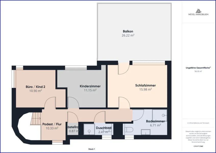 Grundriss 1 OG - Weyel Immobilien Bochum