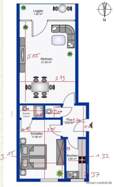 Bemasster Grundrissplan