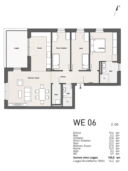 Grundriss Wohnung 6, 2. Obergeschoss - Wohnung kaufen in Wuppertal - Reserviert - Energieeffizienter & lichtdurchfluteter Neubau * Wohnung 6 im 2. OG * Ausstattungspaket Classic
