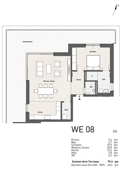 Grundriss Wohnung 8, Penthouse - Wohnung kaufen in Wuppertal - Großzügiges Neubau - Penthouse in Vohwinkel * Wohnung 8 im 3. OG * Ausstattungspaket Classic
