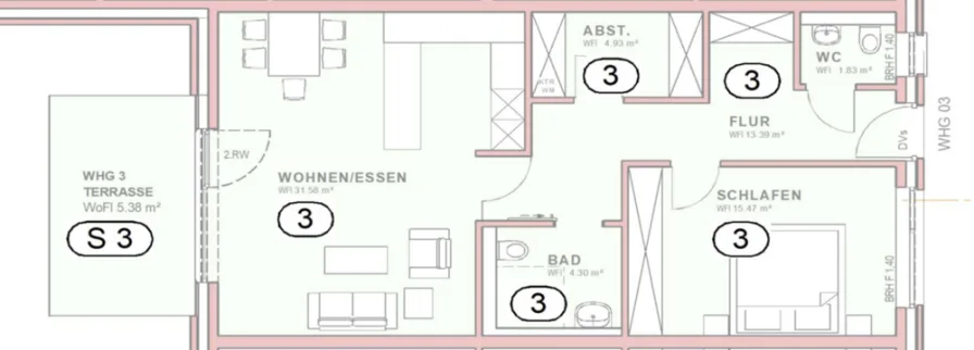 Grundriss EG - Wohnung 3