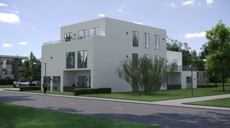 Straßenansicht - Wohnung kaufen in Osnabrück - Modern & energieeffizient: Ihr neues Zuhause im Herzen von Voxtrup!