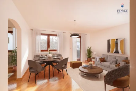 Wohnen virtuelles Staging - Wohnung kaufen in Pullach - 3 Zimmer + 3 Räume auf 148 m²